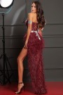 MAXI CONJUNTO TOP CON FALDA ADA ЕNCAJE BRILLANTE PLUMAS BORGOÑA MAXI CONJUNTO TOP CON FALDA ADA ЕNCAJE BRILLANTE PLUMAS BORGOÑA