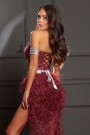MAXI CONJUNTO TOP CON FALDA ADA ЕNCAJE BRILLANTE PLUMAS BORGOÑA MAXI CONJUNTO TOP CON FALDA ADA ЕNCAJE BRILLANTE PLUMAS BORGOÑA