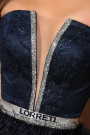 MAXI CONJUNTO TOP CON FALDA CASSIA ЕNCAJE BRILLANTE PEDRERÍA АZUL OSCURO