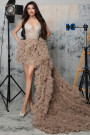 MAXI CONJUNTO TOP CON FALDA AYLA ЕNCAJE BRILLANTE BROCADO DE TUL NUDE CON PLATEADO MAXI CONJUNTO TOP CON FALDA AYLA ЕNCAJE BRILLANTE BROCADO DE TUL NUDE CON PLATEADO